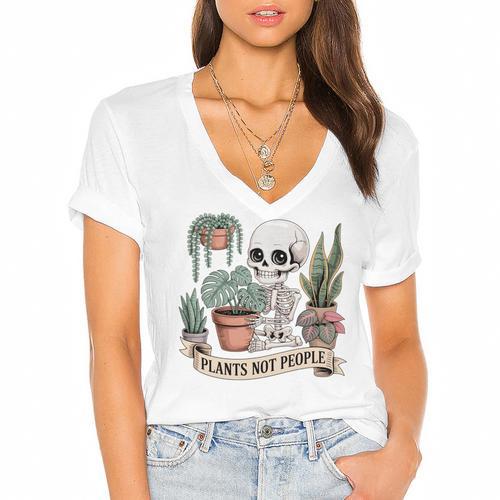 Plant Introvert Gardener Houseplant Botanical Women Men Kids Women's Jersey Short Sleeve Deep V-Neck Tshirt				 - Raresse