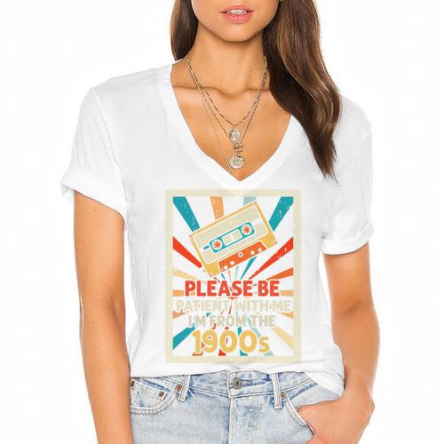 Please Be Patient With Me I'm From The 1900s Cool Dad Premium Tri-Blend Women's Jersey Short Sleeve Deep V-Neck Tshirt				 - Figerry