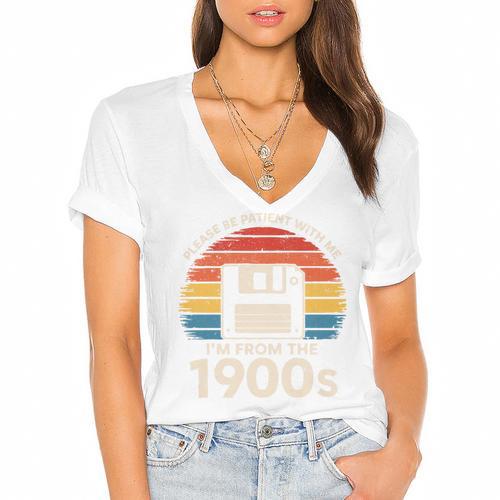 Please Be Patient With Me I'm From The 1900s Floppy Disk Premium Tri-Blend Women's Jersey Short Sleeve Deep V-Neck Tshirt - Figerry