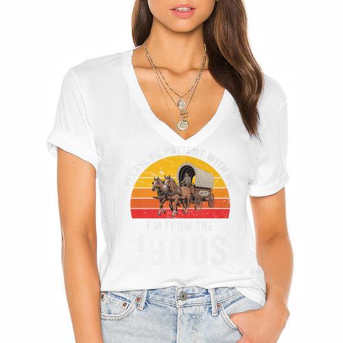 Please Be Patient With Me I'm From The 1900s Premium Women's Jersey Short Sleeve Deep V-Neck Tshirt - Figerry