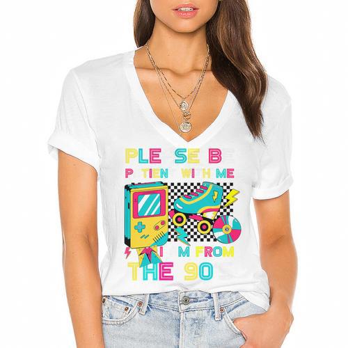 Please Be Patient With Me I'm From The 1900s Vintage 1900s Premium Women's Jersey Short Sleeve Deep V-Neck Tshirt - Figerry