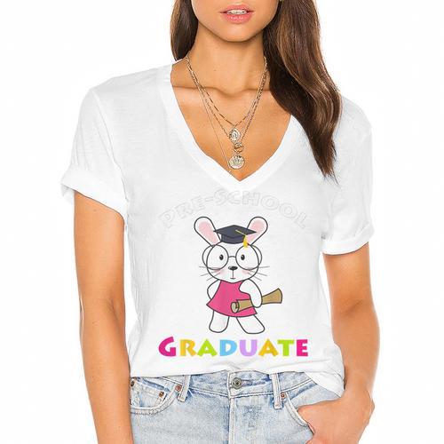 Preschool Graduate Kids T Shirt Pre-K Graduation Women's Jersey Short Sleeve Deep V-Neck Tshirt				 - Best Gift Smart
