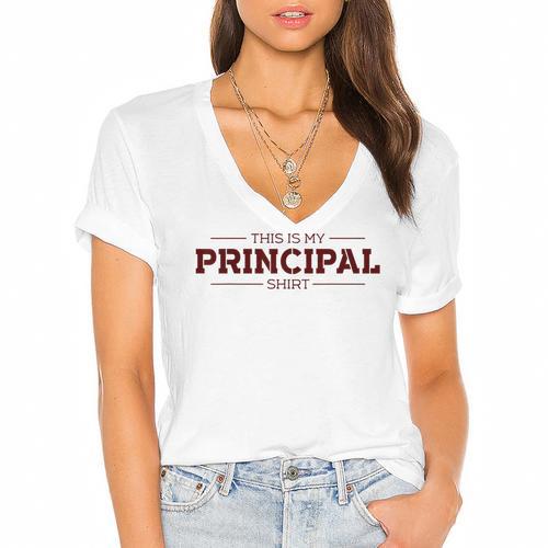 This Is My Principal Shirt Graduation T-Shirt Women's Jersey Short Sleeve Deep V-Neck Tshirt				 - Best Gift Smart
