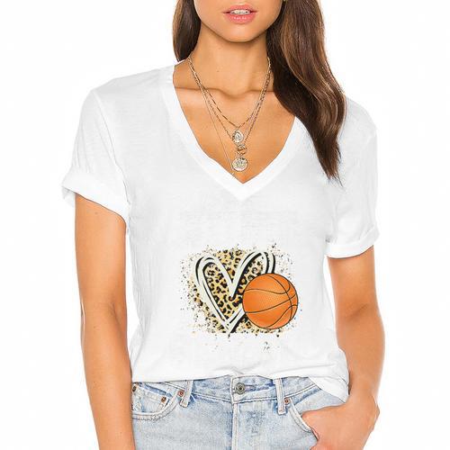 Proud Aunt Of A 2026 Senior Basketball Graduation Leopard Premium Tri-Blend Women's Jersey Short Sleeve Deep V-Neck Tshirt				 - Best Gift Smart