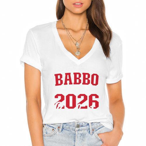 Proud Babbo Of a Class Of 2026 Graduate For Graduation Women's Jersey Short Sleeve Deep V-Neck Tshirt				 - Best Gift Smart