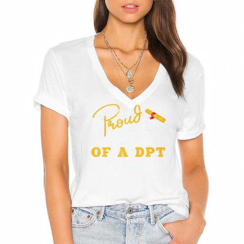 Proud Wife Of a DPT Graduate Graduation Grad Women's Jersey Short Sleeve Deep V-Neck Tshirt				 - Best Gift Smart