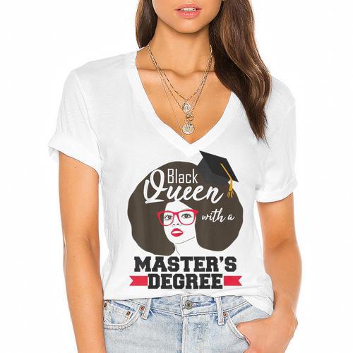 Queen Masters Degree Graduation Social Work MSW MPH Women's Jersey Short Sleeve Deep V-Neck Tshirt				 - Best Gift Smart