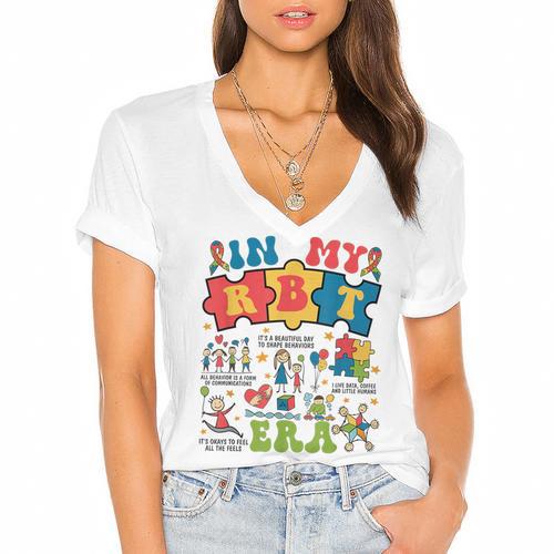 In My Rbt Era Registered Behavior Technician Aba Graduation Women's Jersey Short Sleeve Deep V-Neck Tshirt				 - Best Gift Smart