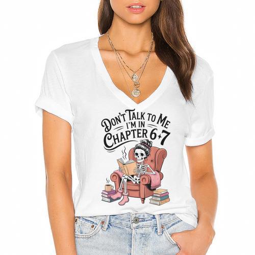 Reading 67 Six Seven Meme English Teacher Book Lover Women's Jersey Short Sleeve Deep V-Neck Tshirt				 - Bookorys