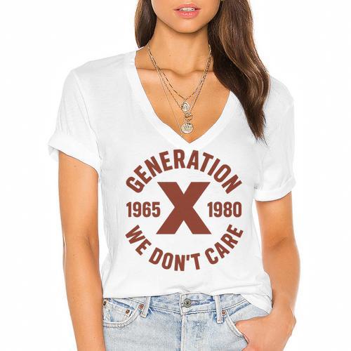 Retro Gen X 1965-1980 Sarcastic Nostalgia Graphic Premium Tri-Blend Women's Jersey Short Sleeve Deep V-Neck Tshirt				 - Figerry