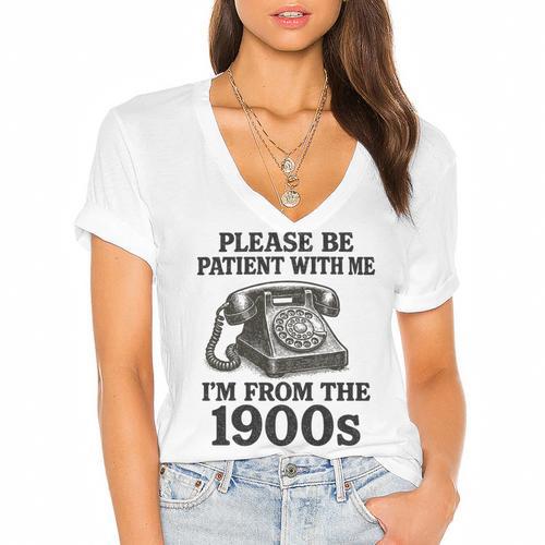 Sarcastic Please Be Patient I'm From The 1900s Premium Tri-Blend Women's Jersey Short Sleeve Deep V-Neck Tshirt - Figerry