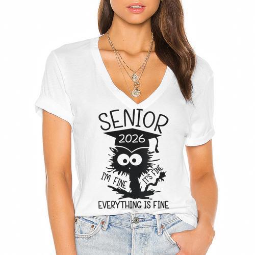 Senior 2026 High School College Graduation Year Class Of 26 Women's Jersey Short Sleeve Deep V-Neck Tshirt				 - Best Gift Smart