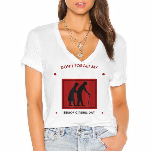 SENIOR CITIZENS DAY Don't Forget My DISCOUNT Graduation Day Women's Jersey Short Sleeve Deep V-Neck Tshirt - Best Gift Smart