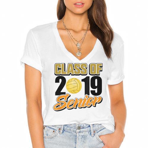Senior Class Of 2019 Tshirt Graduation School Volleyball Women's Jersey Short Sleeve Deep V-Neck Tshirt				 - Best Gift Smart
