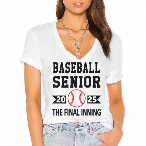 Senior Class Of 2025 Baseball Senior Night Graduation Party Women's Jersey Short Sleeve Deep V-Neck Tshirt				 - Best Gift Smart
