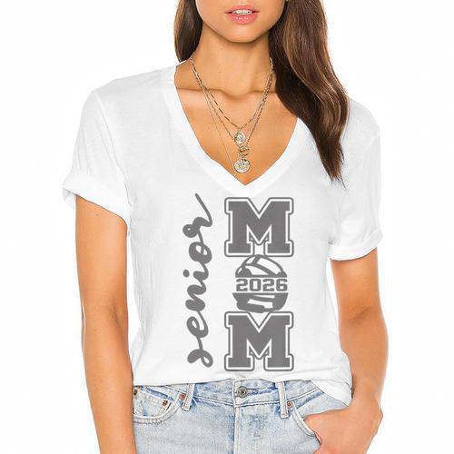 Senior Mom 2026 Wrestling Athlete Proud Parent Graduation Women's Jersey Short Sleeve Deep V-Neck Tshirt				 - Best Gift Smart