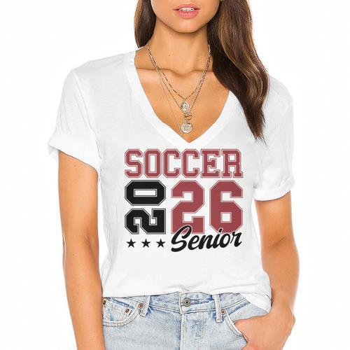 Soccer Senior Night Soccer Senior 2026 Graduation 71 Women's Jersey Short Sleeve Deep V-Neck Tshirt				 - Best Gift Smart