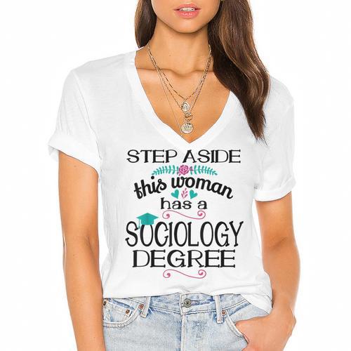 Sociology Degree Graduation Sociologist Bachelors 2025 Women's Jersey Short Sleeve Deep V-Neck Tshirt				 - Best Gift Smart