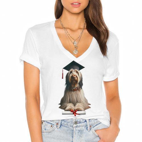 Spinone Italiano Dog Graduation Cap School Graduate Owner Men Women Kids Women's Jersey Short Sleeve Deep V-Neck Tshirt				 - Best Gift Smart