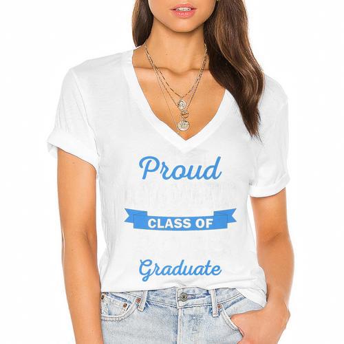 Super Proud Bonus Daughter Of 2025 Graduate Graduation Premium Women's Jersey Short Sleeve Deep V-Neck Tshirt				 - Best Gift Smart