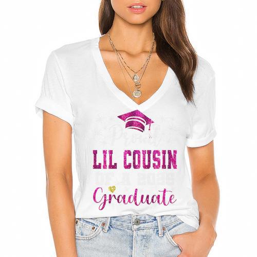 Super Proud Little Cousin Of 2025 Graduate Graduation Family Premium Tri-Blend Women's Jersey Short Sleeve Deep V-Neck Tshirt				 - Best Gift Smart
