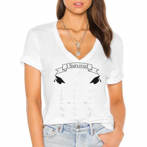 I Survived My Son's High School Graduation Shirt Graduate Women's Jersey Short Sleeve Deep V-Neck Tshirt				 - Best Gift Smart