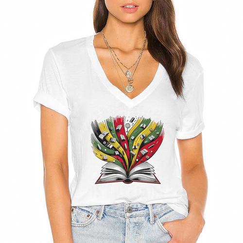 History Education Is Freedom Books Black History Premium Tri-Blend Women's Jersey Short Sleeve Deep V-Neck Tshirt - Bookorys