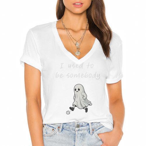 I Used To Be Somebody Nostalgia Halloween Spooky Season Premium Tri-Blend Women's Jersey Short Sleeve Deep V-Neck Tshirt				 - Figerry