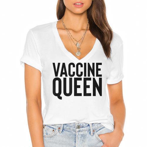 Vaccine Queen Nursing Graduation Shirt Women's Jersey Short Sleeve Deep V-Neck Tshirt				 - Best Gift Smart