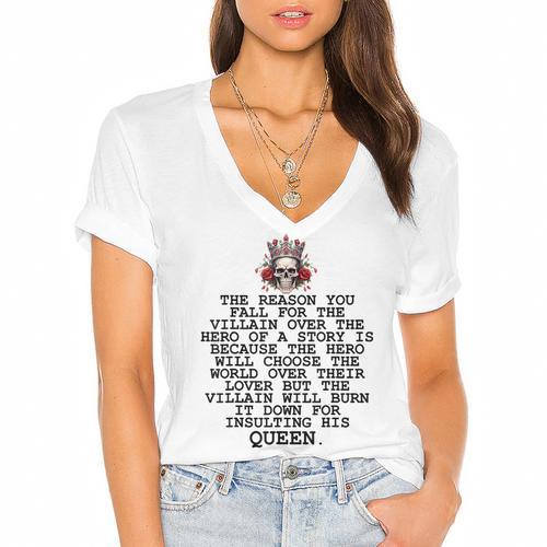 In My Villain Era Dark Romance Smutty Books Lovers Smut Book Women's Jersey Short Sleeve Deep V-Neck Tshirt				 - Bookorys AU