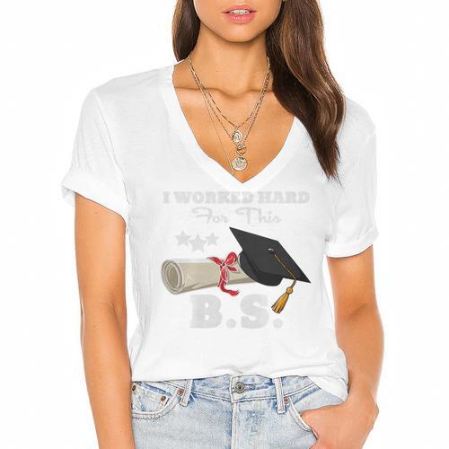 I Worked Hard For This BS Men Women Graduation Premium Tri-Blend Women's Jersey Short Sleeve Deep V-Neck Tshirt				 - Best Gift Smart