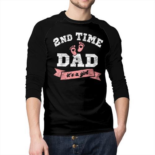 2nd Second Time Dad It's a Girl Gender Reveal Dad Of 2 Kids Men Baseball Raglan Shirt - Father's Day Fun