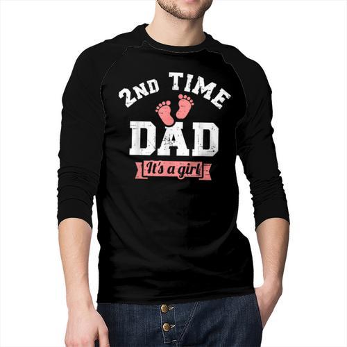 2nd Second Time Dad It's a Girl Gender Reveal Men Baseball Raglan Shirt - Father's Day Fun