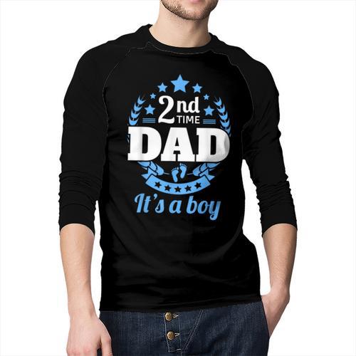 2nd Time Dad It's A Boy Dad Again Second Baby Announce Men Baseball Raglan Shirt - Father's Day Fun