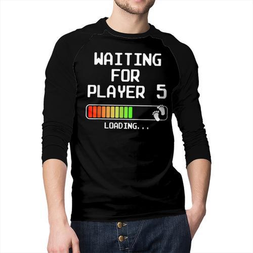 3rd Time Dad Mom Waiting For Player 5 Baby 3 Announcement Men Baseball Raglan Shirt - Father's Day Fun