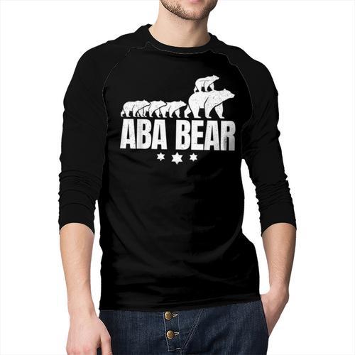 Aba Bear For Jewish Dad With Four Kids On Father's Day Men Baseball Raglan Shirt - Father's Day Fun