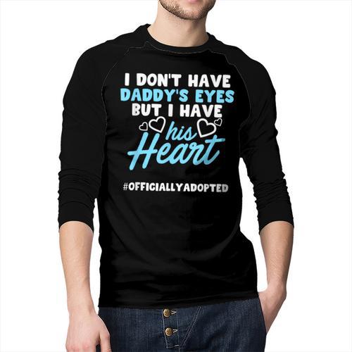 Adoption Announcement Day Dad Heart Small Men Baseball Raglan Shirt - Father's Day Fun