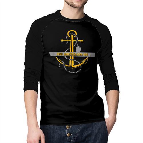 Aircraft Carrier USS America CVA-66 Veterans Day Dad Son Boy Men Baseball Raglan Shirt - Father's Day Fun