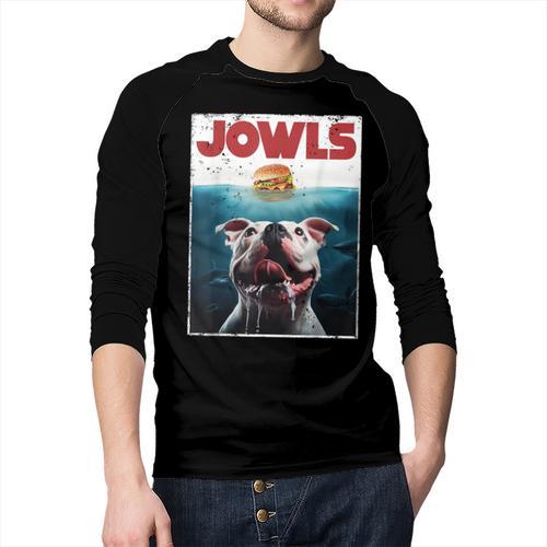 American Bulldog Jowls Burger Bully Dog Mom Dog Dad Men Baseball Raglan Shirt - Father's Day Fun