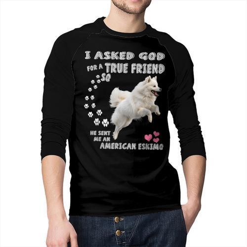 American Eskimo Dog Mom Eskie Dad Art Eskie Lover Quote Men Baseball Raglan Shirt - Father's Day Fun