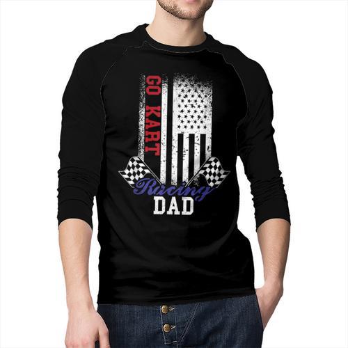 American Flag Go Kart Racing Race Dad Flag Men Baseball Raglan Shirt - Father's Day Fun