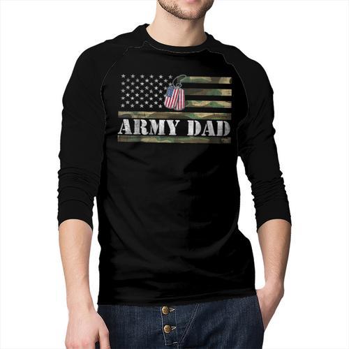 Army Dad With American Flag Camo For Veteran Day Women Kids Men Men Baseball Raglan Shirt - Father's Day Fun
