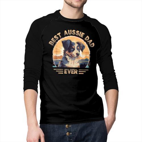 Aussie DAD Australian Shepherd Men Baseball Raglan Shirt - Father's Day Fun