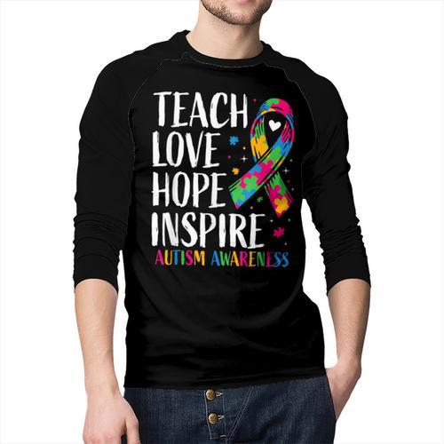 Autism Awareness Ribbon Mom Dad Kids Autistic Support Autism Men Baseball Raglan Shirt - Father's Day Fun