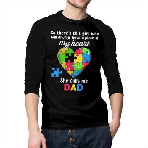 Autism Dad Of Autism Daughter Daddy Shirts Autistic Support Men Baseball Raglan Shirt - Father's Day Fun