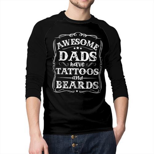 Awesome Dads Have Tattoos And Beards Father's Day 2025 Men Baseball Raglan Shirt - Father's Day Fun