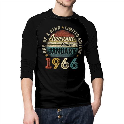 Awesome Since January 1966 60 Year Old 60th Birthday Men Dad Men Baseball Raglan Shirt - Father's Day Fun