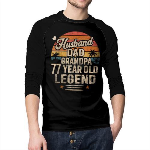 Back Legend Husband Dad Grandpa 77 Year Old 77th Birthday Men Baseball Raglan Shirt - Father's Day Fun