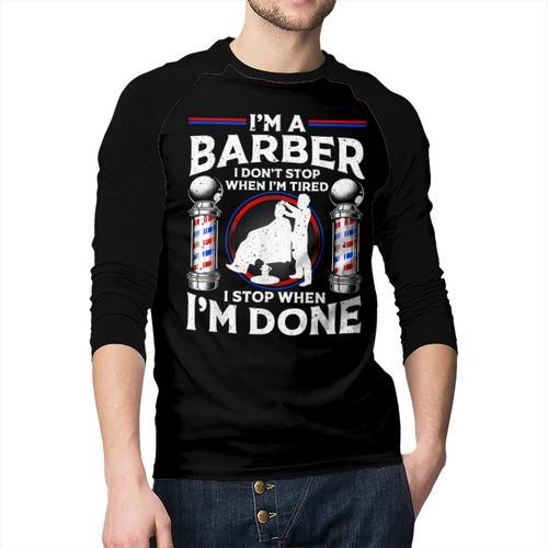 Barber s For Men Dad Hairstyling Humor Quote Small Men Baseball Raglan Shirt - Father's Day Fun