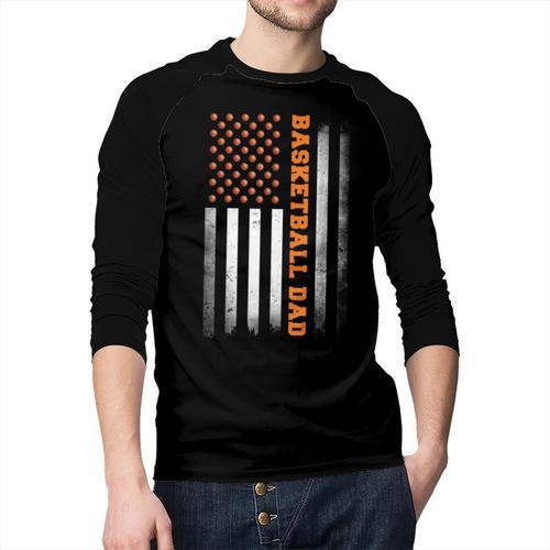 Basketball Dad USA US Flag Basketball Men Men Baseball Raglan Shirt - Father's Day Fun